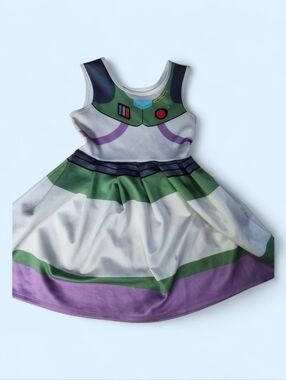 Disney Buzz Lightyear Costume Dress - White, Green & Purple. 7/8 Size.